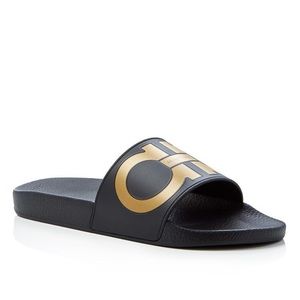 Salvador Ferragamo. Made in Italy. Black and Gold